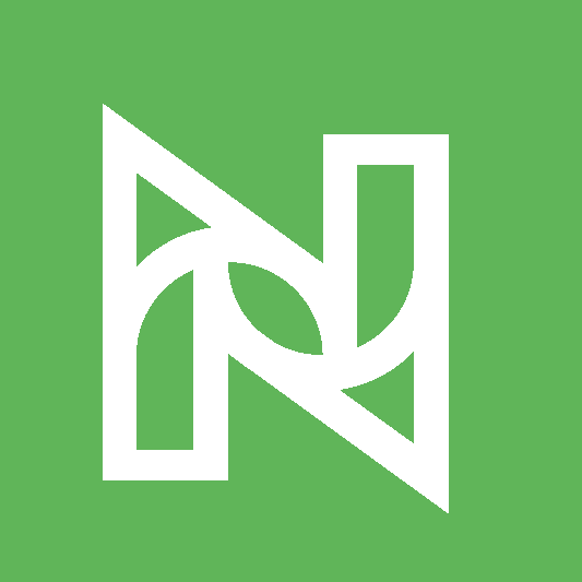 Weißes N, das Logo der Nikolauspflege, auf grünem Grund