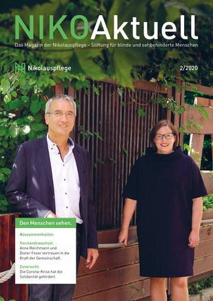 Herr Feser und Anne Reichmann auf der Titelseite vom Magazin der Nikolauspflege