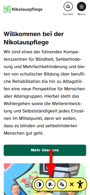 Screenshot: Übersetzung der Website auf dem Smartphone mittels Vorlese-Funktion.